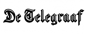 Een afbeelding van het logo van De Telegraaf, een bekende Nederlandse krant. Het logo toont het woord 'Telegraaf' in grote, vetgedrukte letters.